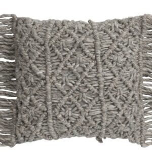 Cojín de Macramé con Flecos Gris