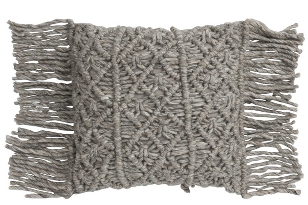 Cojín de Macramé con Flecos Gris
