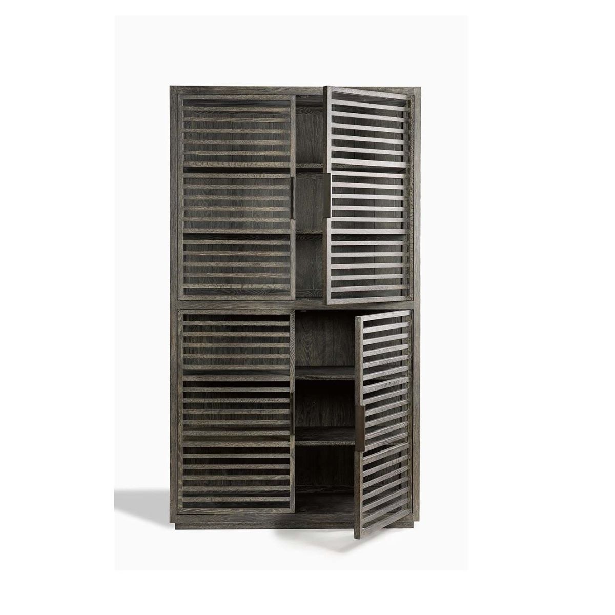 Vitrina de Roble Oscuro con Puertas de Listones - Imagen 3