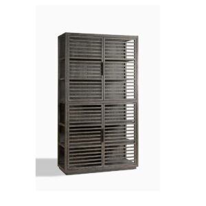 Vitrina de Roble Oscuro con Puertas de Listones