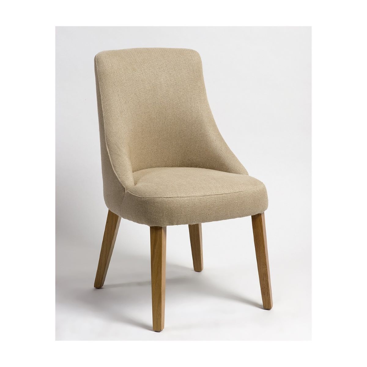 Silla Tapizada en Lino Natural con Estructura de Roble
