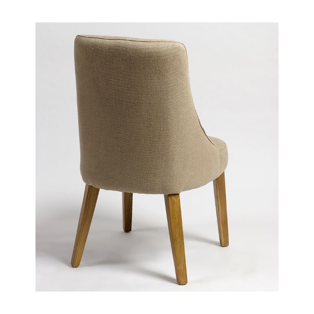 Silla Tapizada en Lino Natural con Estructura de Roble - Imagen 3