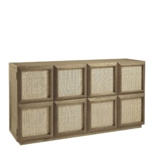 Aparador de Roble con Puertas de Rejilla de Ratán
