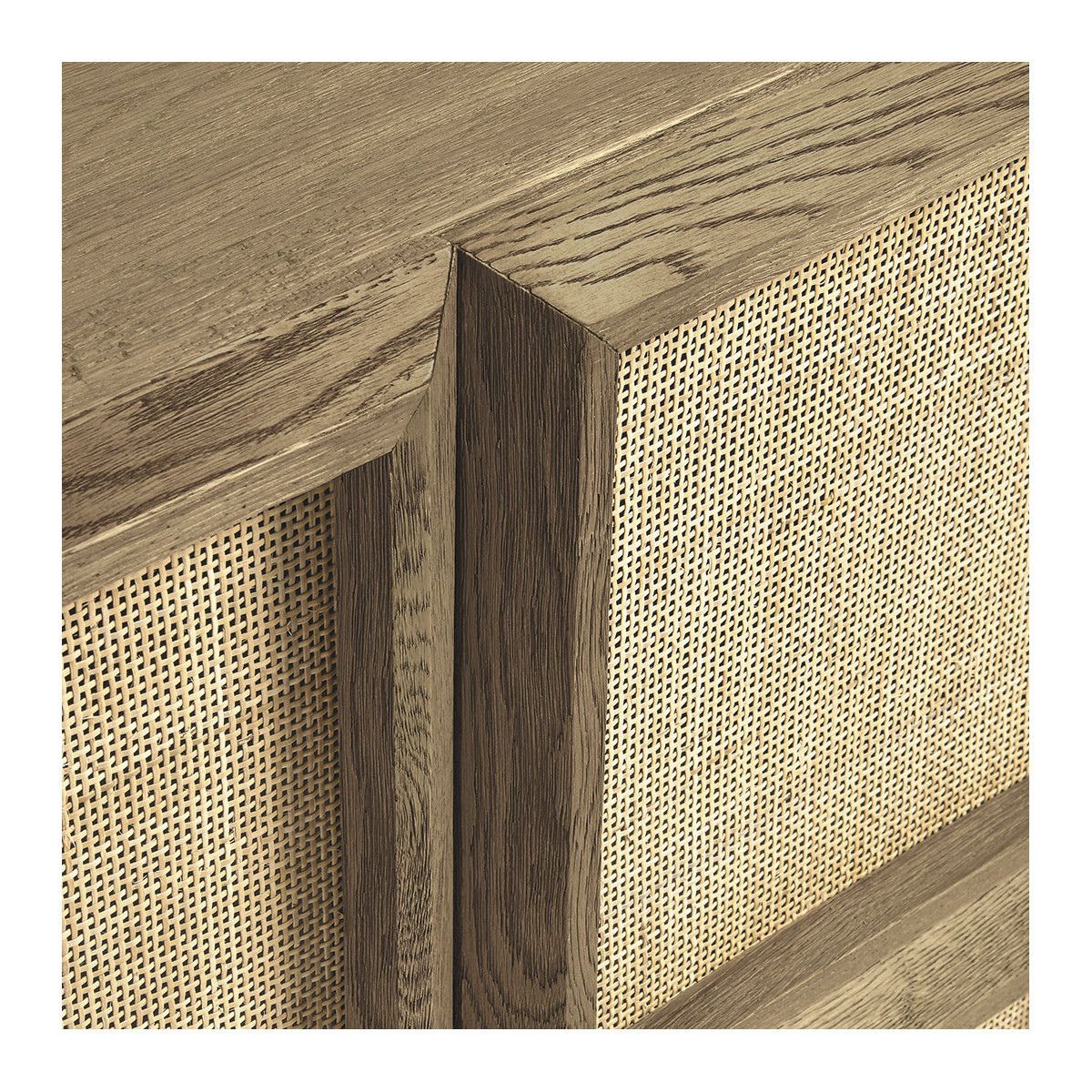Aparador de Roble con Puertas de Rejilla de Ratán - Imagen 4
