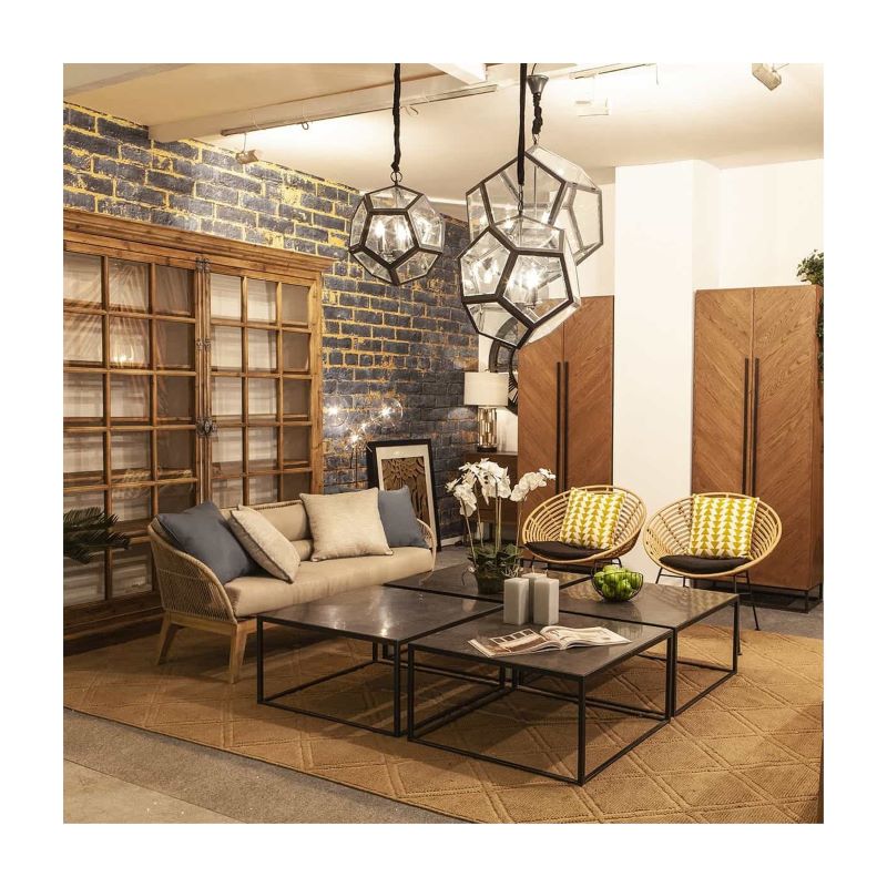 Vitrina de Roble Macizo con Puertas de Cristal y Herrajes de Hierro Forjado - Imagen 4