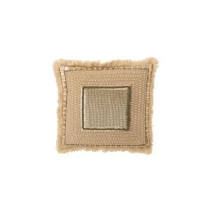 Cojín Bordado con Flecos Beige