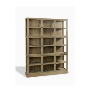 Estantería Vitrina Modular en Roble Natural con Puertas de Cristal