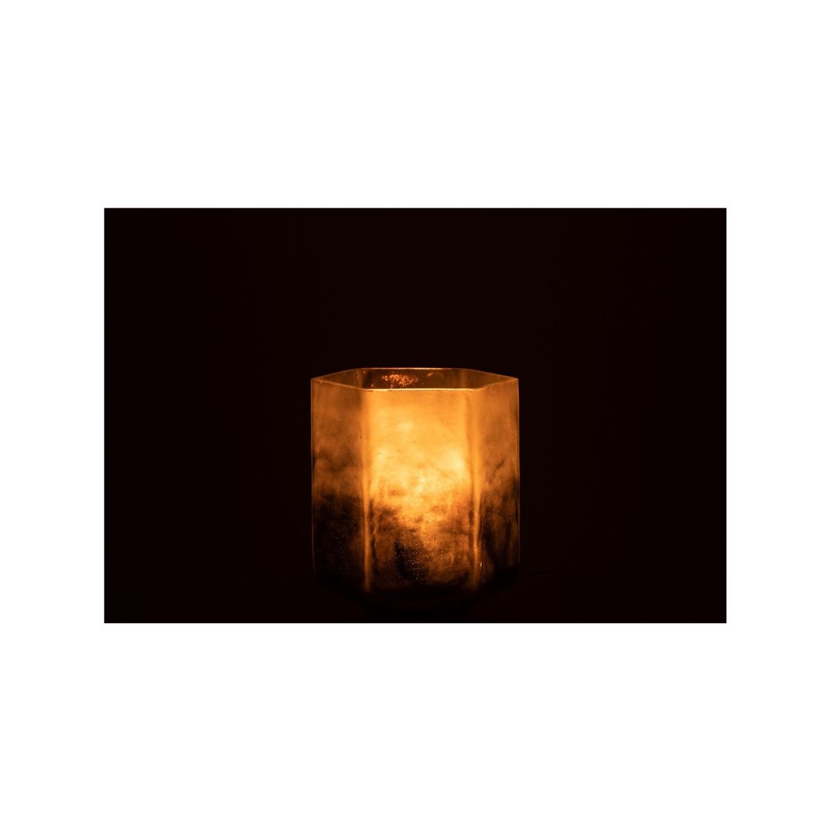Portavelas Pequeño de Cristal Ahumado con Reflejos Metalizados - Imagen 3