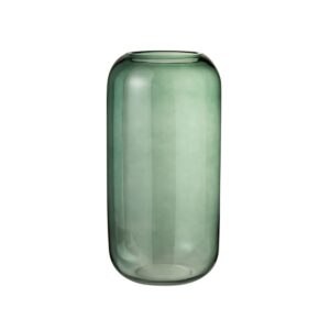 Jarrón Cilíndrico de Cristal Verde Translúcido