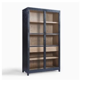 Vitrina de Roble con Puertas de Cristal y Acabado Bicolor