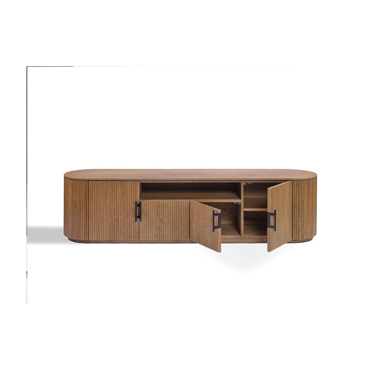 Mueble de TV de Roble con Frentes Acanalados - Imagen 3