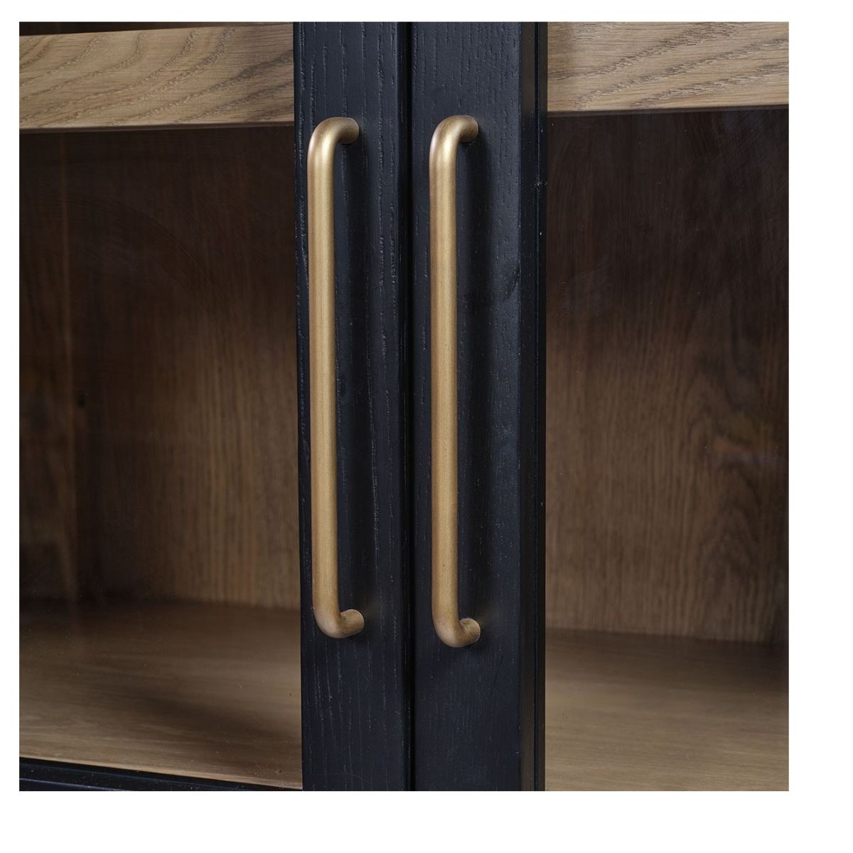Vitrina de Roble Negro con Puertas de Cristal y Diseño Arqueado - Imagen 4