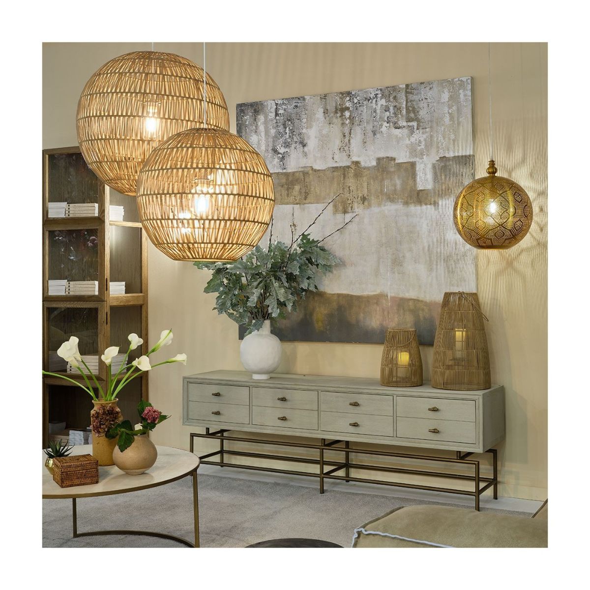 Mueble de TV de Roble con Ocho Cajones - Imagen 4