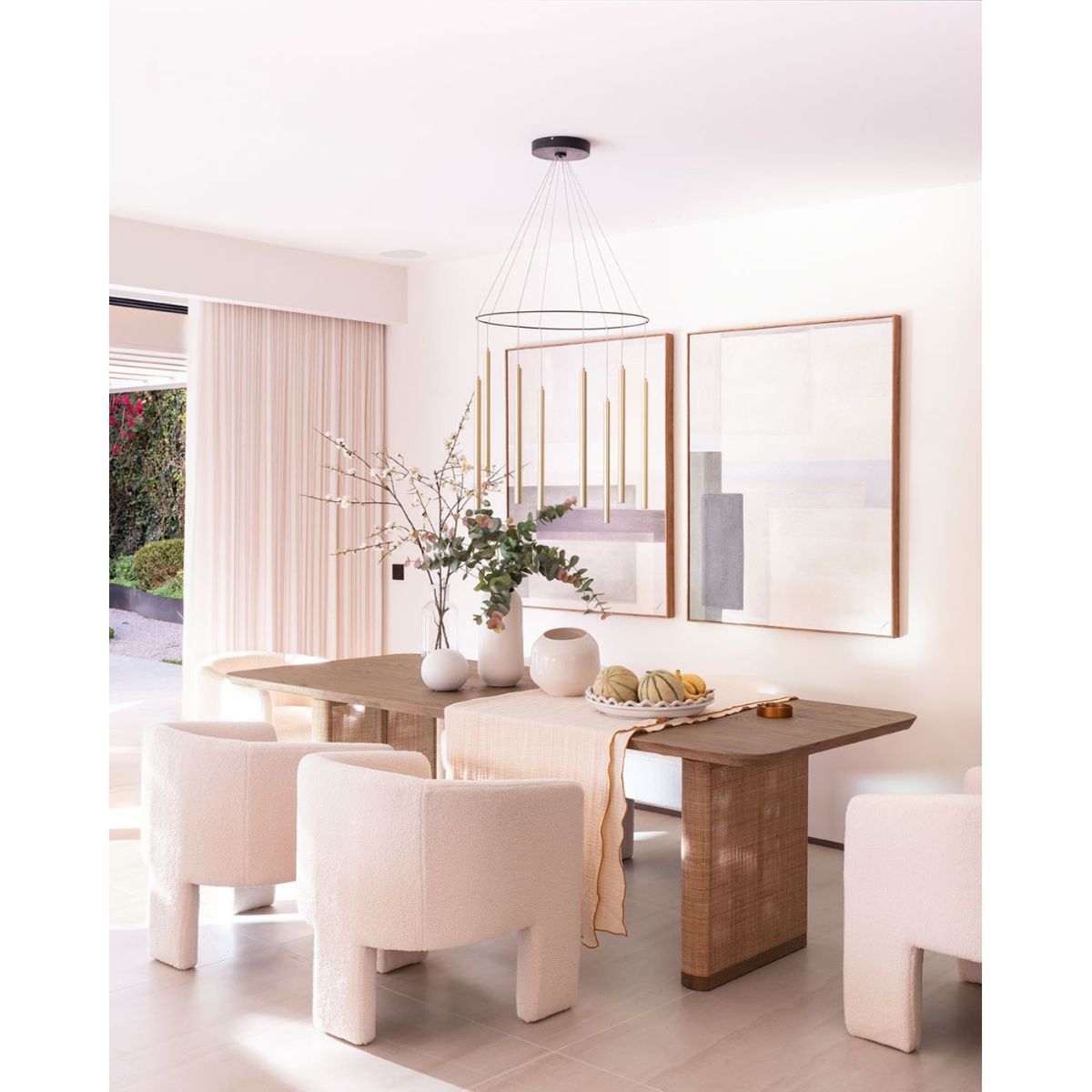 Mesa de Comedor Rectangular de Roble con Patas Revestidas en Ratán - Imagen 6