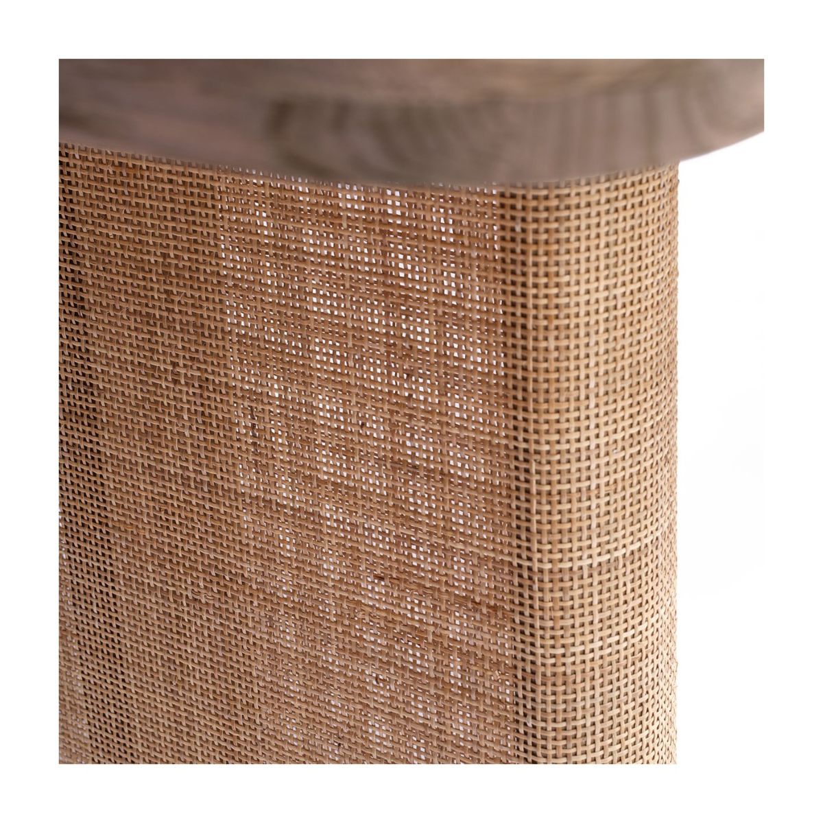 Mesa de Comedor Rectangular de Roble con Patas Revestidas en Ratán - Imagen 4