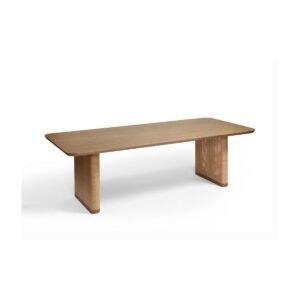 Mesa de Comedor Rectangular de Roble con Patas Revestidas en Ratán