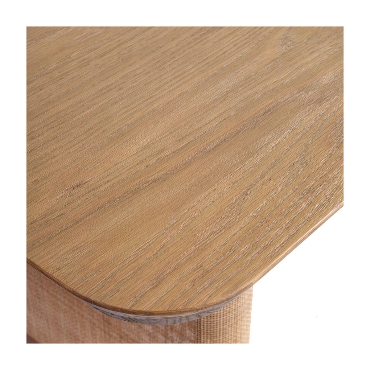 Mesa de Comedor Rectangular de Roble con Patas Revestidas en Ratán - Imagen 3