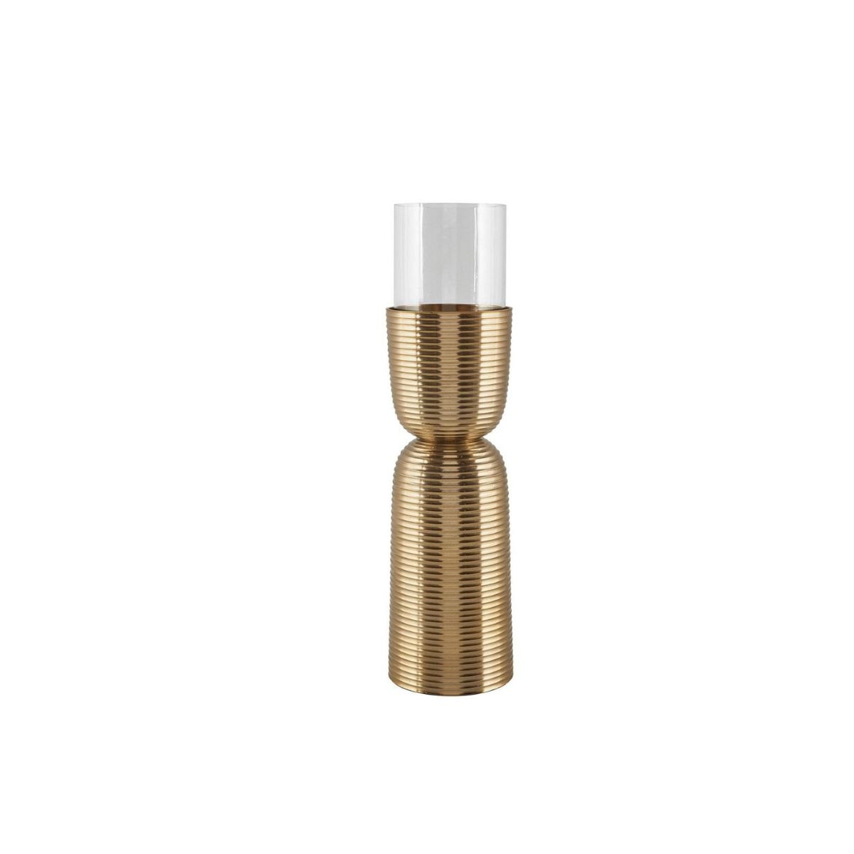 Portavelas Grande en Metal Dorado y Cristal
