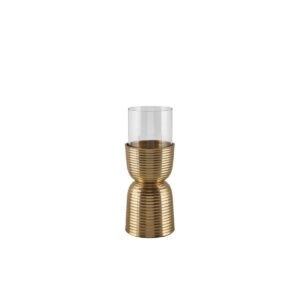 Portavelas Pequeño en Metal Dorado y Cristal
