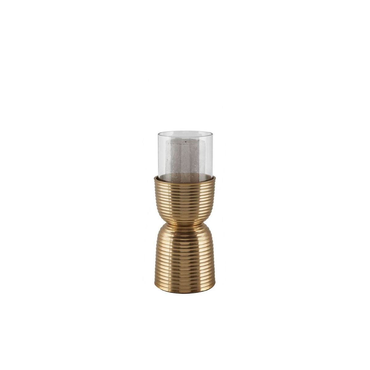 Portavelas Pequeño en Metal Dorado y Cristal - Imagen 2