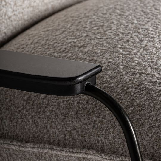 Sillón Mecedora con Estructura Metálica y Detalles en Fresno Tapizado en Bouclé Beige - Imagen 6