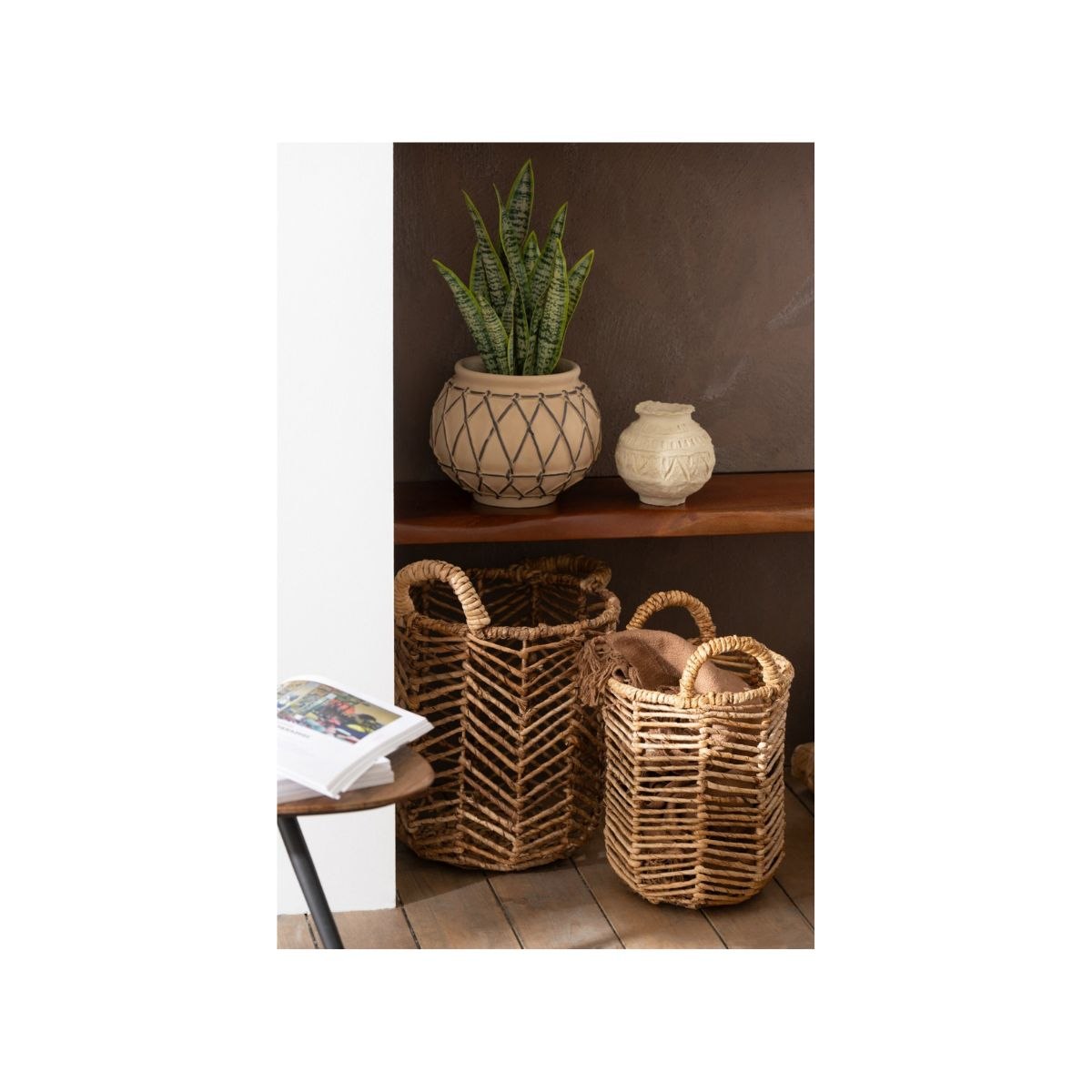 Cesta Pequeña de Ratán Natural con Asas - Imagen 3