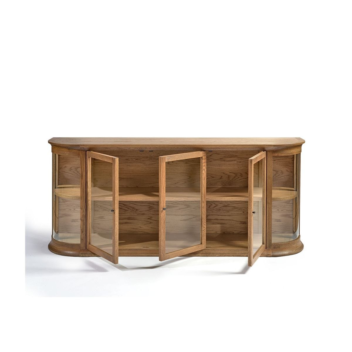 Aparador de Roble Natural con Puertas y Laterales de Cristal - Imagen 3