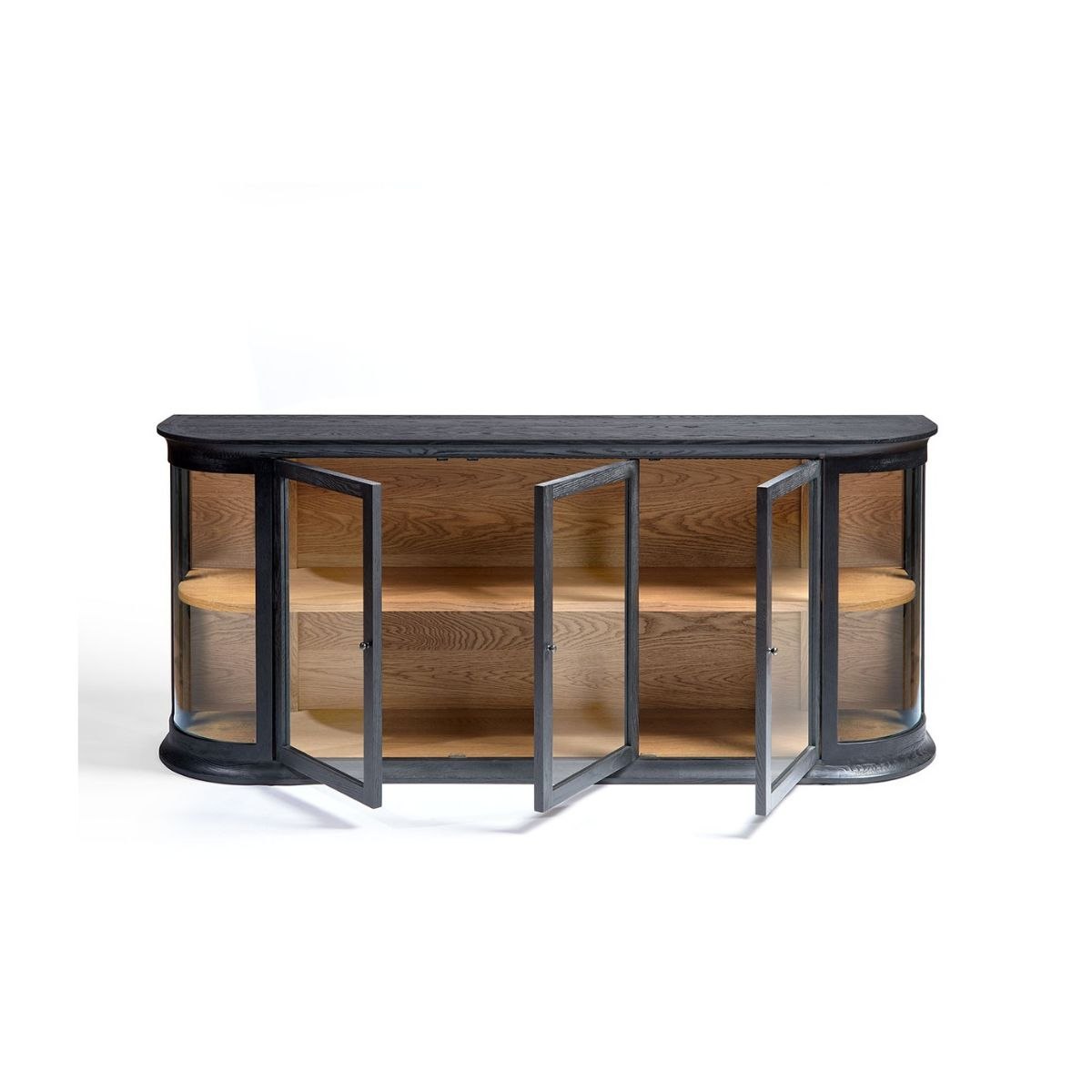 Aparador de Roble Negro con Puertas y Laterales de Cristal - Imagen 3