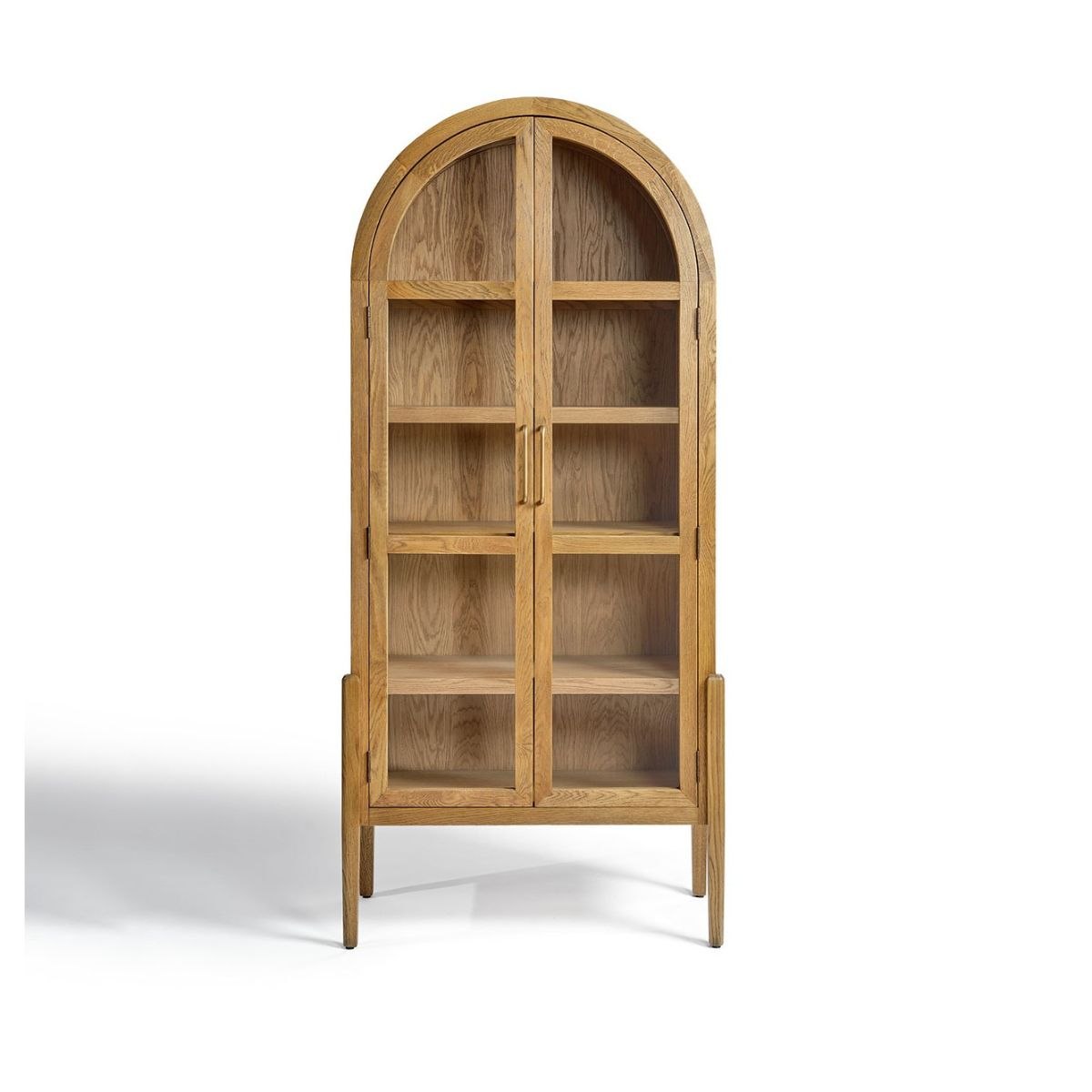 Vitrina de Roble Natural con Puertas de Cristal y Parte Superior Arqueada - Imagen 2