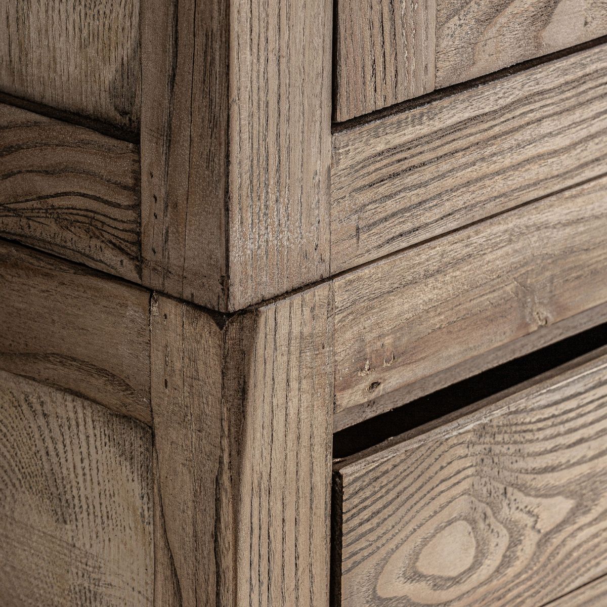 Vitrina Grande de Madera de Olmo con Cuatro Puertas y Cajones - Imagen 4