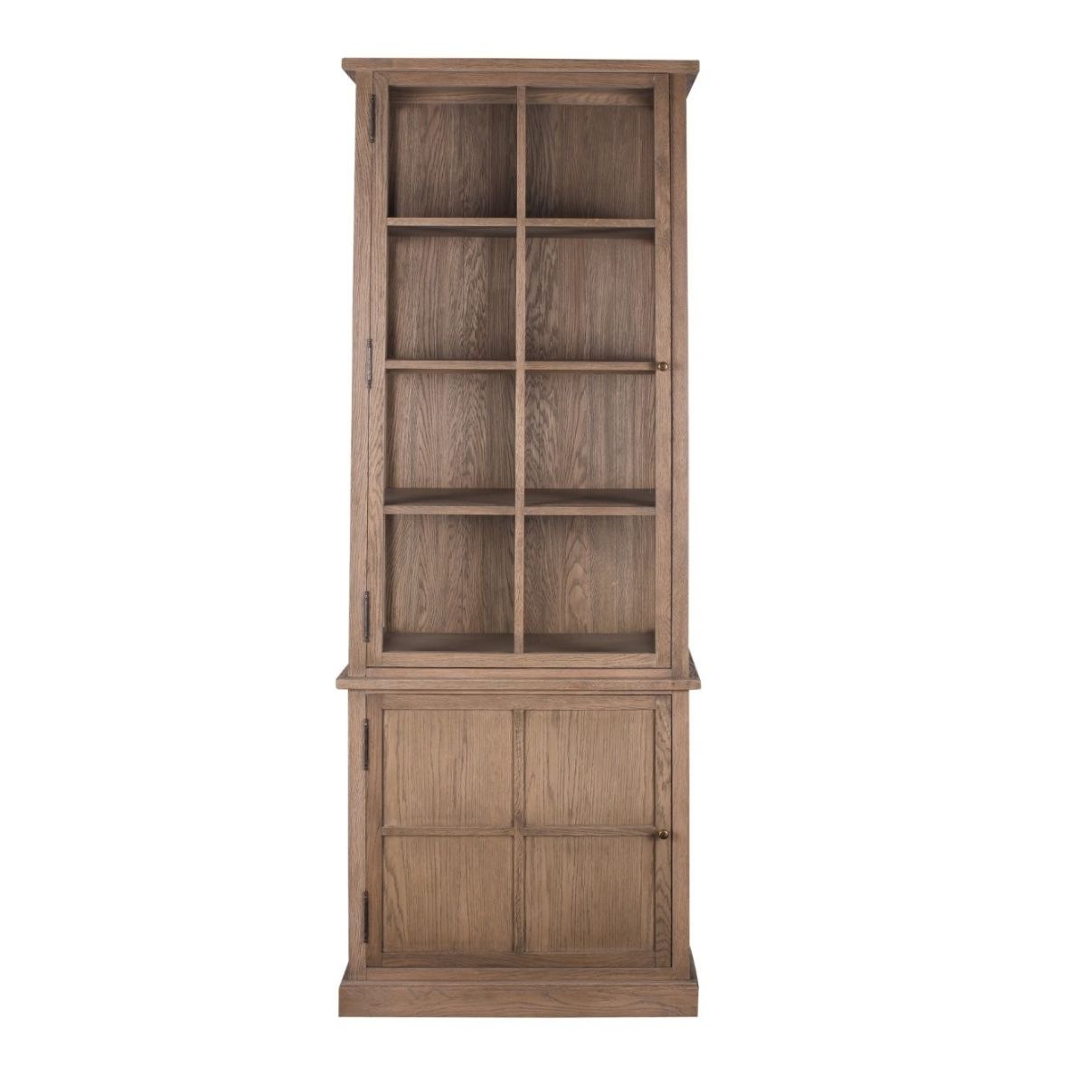 Vitrina de Roble Natural con Puertas de Cristal