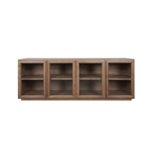 Aparador de Roble Natural con Cuatro Puertas de Cristal