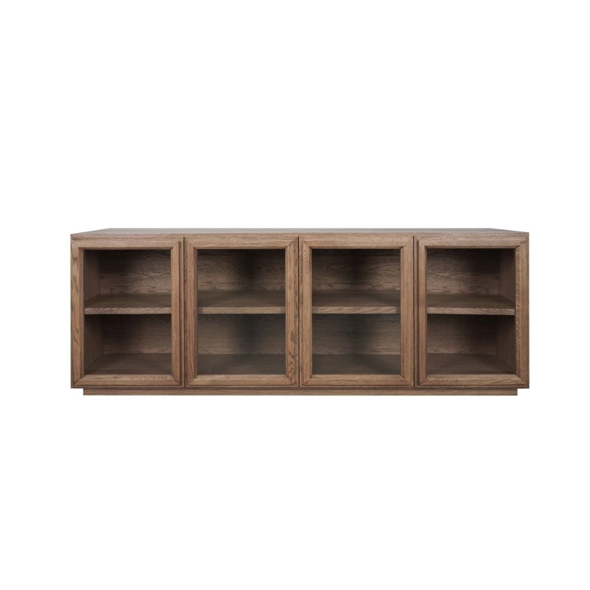 Aparador de Roble Natural con Cuatro Puertas de Cristal