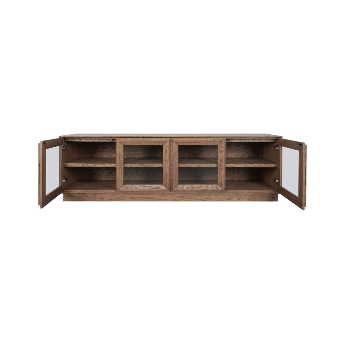 Mueble de TV de Roble Natural con Cuatro Puertas de Cristal - Imagen 3