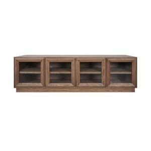 Mueble de TV de Roble Natural con Cuatro Puertas de Cristal