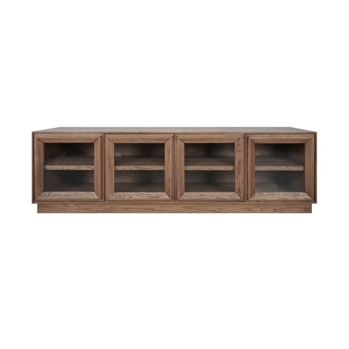Mueble de TV de Roble Natural con Cuatro Puertas de Cristal