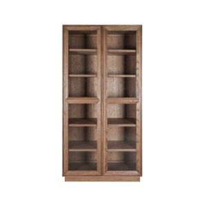Vitrina de Roble Natural con Dos Puertas de Cristal