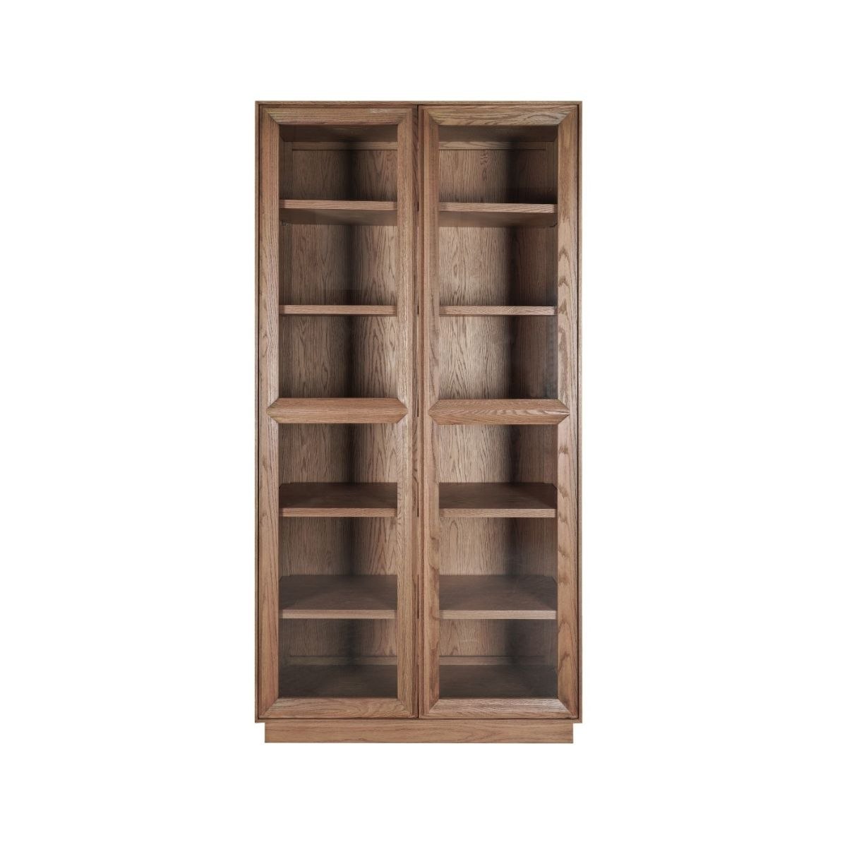Vitrina de Roble Natural con Dos Puertas de Cristal