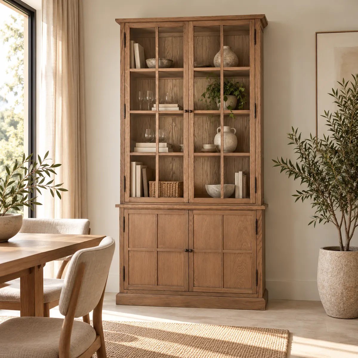 Vitrina de Roble Natural con Cuatro Puertas - Imagen 5