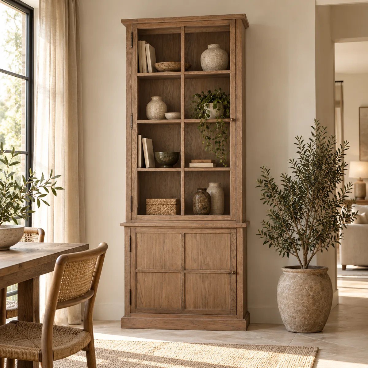 Vitrina de Roble Natural con Puertas de Cristal - Imagen 4
